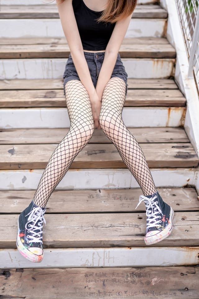 风之领域 – NO.094 超短牛仔短裤黑网袜[50P280M]